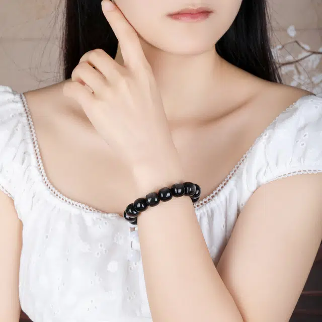 【财源广进】 老凤祥 招财转运经典 新中式国潮古风大气高级老钱 招财纳福国潮复古简约百搭#好运 黑曜石 手串 男女同款情侣款