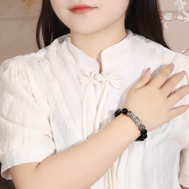 【来财·来】 老凤祥 貔貅招财吞金兽新中式国潮复古转运珠手饰 小众高级感东方美学 时尚百搭 #好运天然 黑曜石 手串 男女同款情侣款