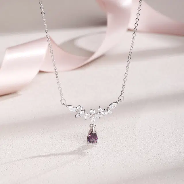 【麦穗女神|S925银】 老凤祥 穗穗平安 新中式国潮原创轻奢设计 九紫离火转运清冷显白 小众高级感锁骨链#好运天然 紫水晶 项链 女款