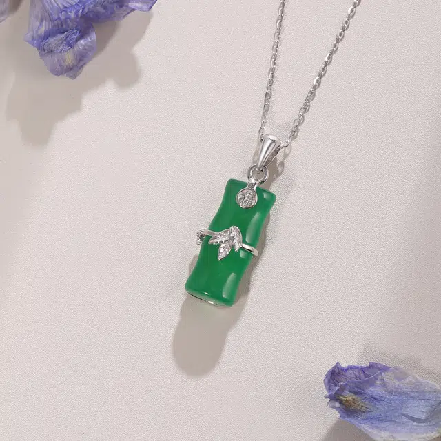 老凤祥 竹节 新中式国潮轻奢时尚大气 福来运转节节高升 小众简约高级锁骨链#好运 玉髓 项链 女款