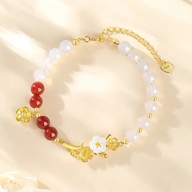 老凤祥 花神月韵 十二花神  花香满溢知足常乐温润细腻月月吉祥 新中式国潮古典风 轻奢风格时尚百搭#好运 玛瑙 手链 女款