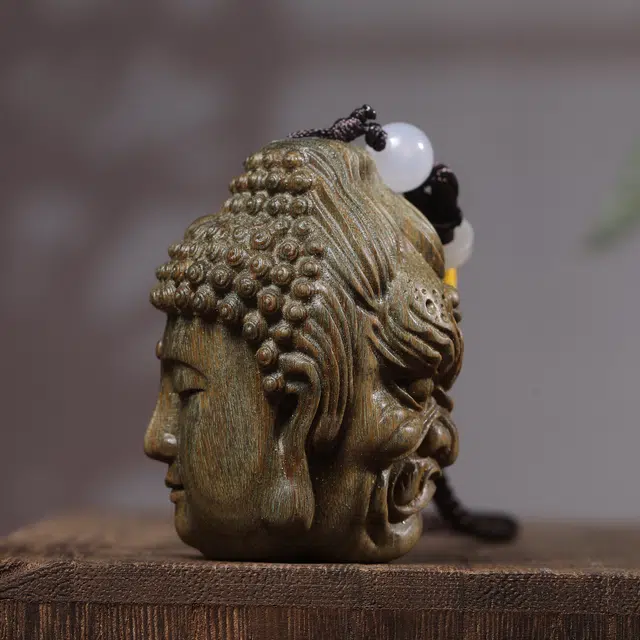 物㯖 新中式国潮复古文艺风轻奢 高级茶宠盘玩文玩【一念之间】招财纳福财源广进万事如意 绿檀 手把件 男女同款情侣款