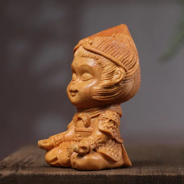 物㯖 工艺品湘工雕刻大圣悟空国潮中式轻奢高级感文玩盘玩居家 崖柏 把件 男女同款情侣款