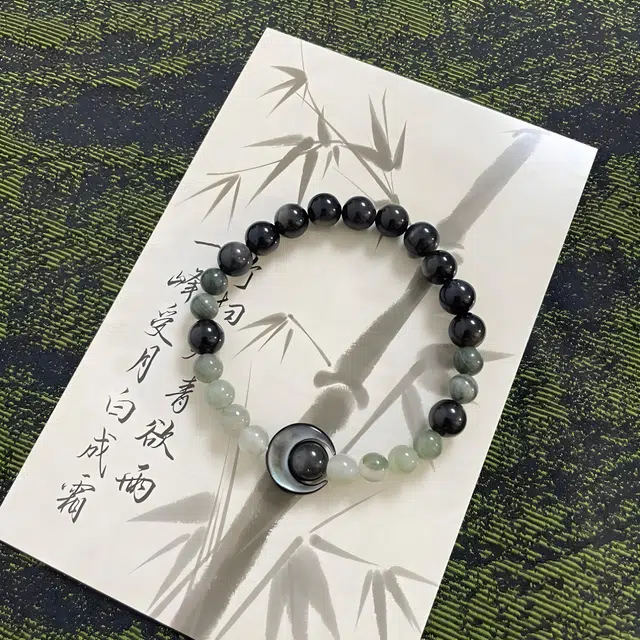 物㯖 国潮新中式财源广进招财进宝节节高升轻奢小众禅意素雅清冷感精致冷淡风校园国潮穿搭#好运 黑檀 手串 男女同款情侣款