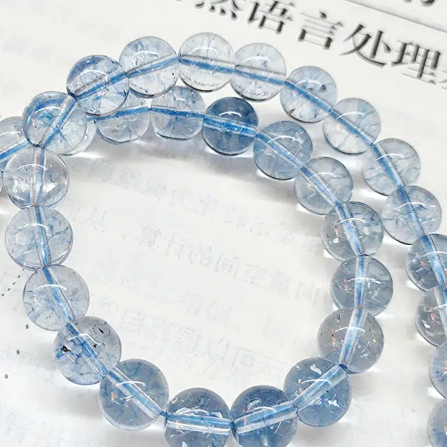 物㯖 国风新中式小众设计优雅百搭装饰品工艺品少女甜美招财纳福小清新招桃花 蓝水晶 手串 男女同款情侣款