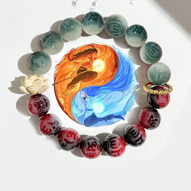 物㯖 到手两串国潮中式轻奢高级文玩佛珠搭配莲花跑环乾坤圈八方来财诸事顺遂念珠上岸盘玩#好运 白玉菩提 手串 男女同款情侣款