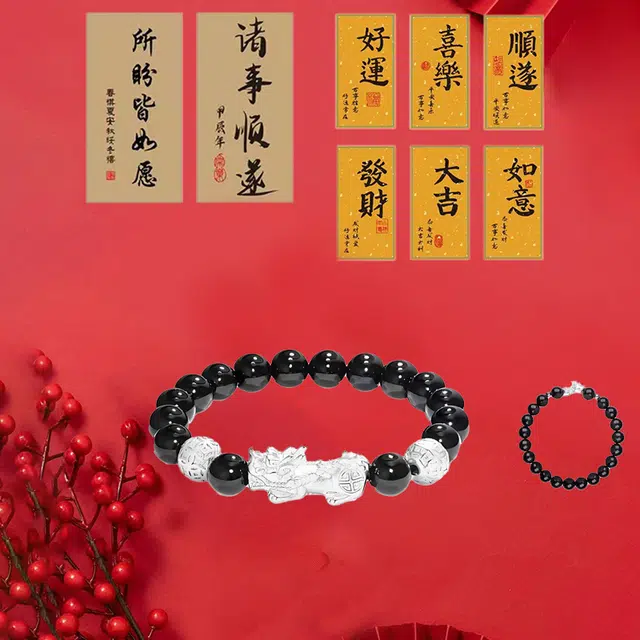 【赠貔貅宝宝】 物㯖 国潮新中式小众优雅百搭高级感文玩盘玩佛珠念珠诸事顺遂八方来财#好运 黑檀 手串 男女同款情侣款