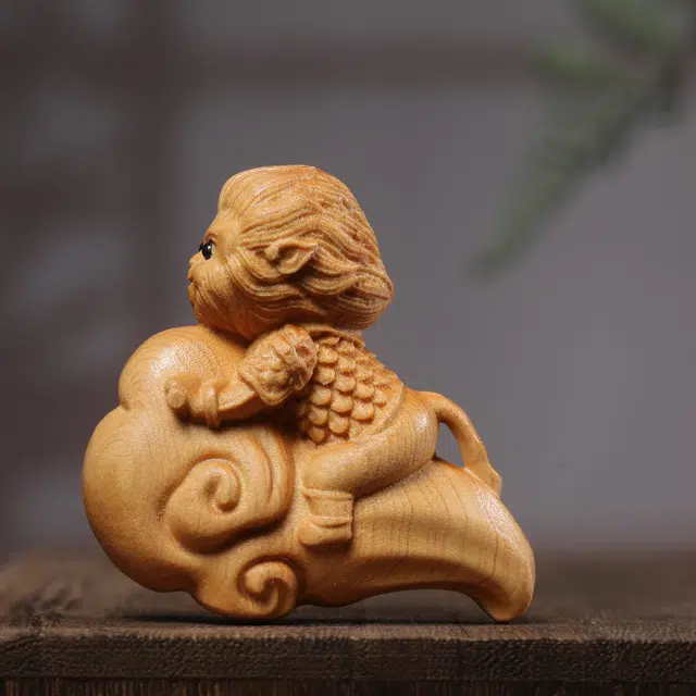 物㯖 国潮新中式轻奢高级感小众装饰品工艺品车载挂件湘工雕刻 太行陈化时来转转把玩镂空工艺解压小摆件 崖柏 把件 男女同款情侣款