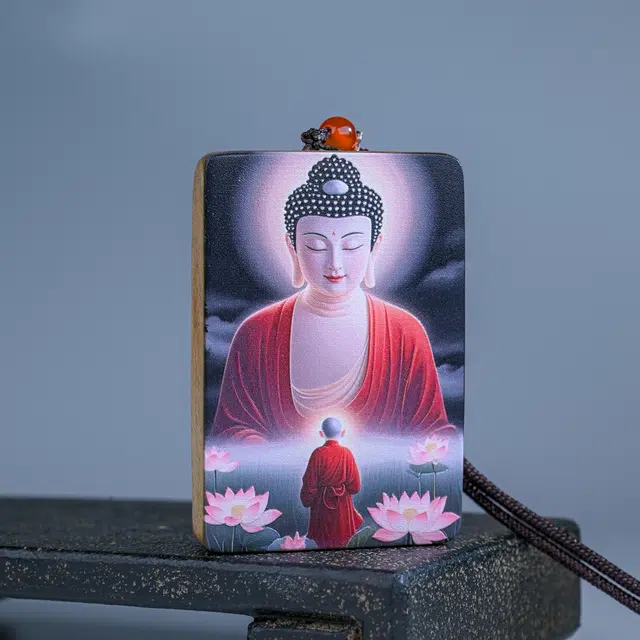 物㯖 国潮小众轻奢简约设计民族风新中式日常高级感素雅百搭掌心禅意转运佛牌招财进宝上岸#好运 楠木 木作项链 男女同款情侣款