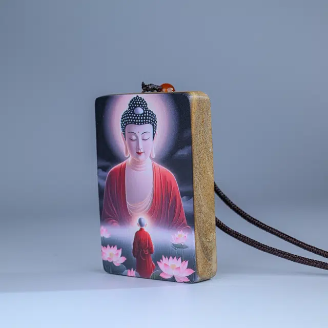 物㯖 国潮小众轻奢简约设计民族风新中式日常高级感素雅百搭掌心禅意转运佛牌招财进宝上岸#好运 楠木 木作项链 男女同款情侣款