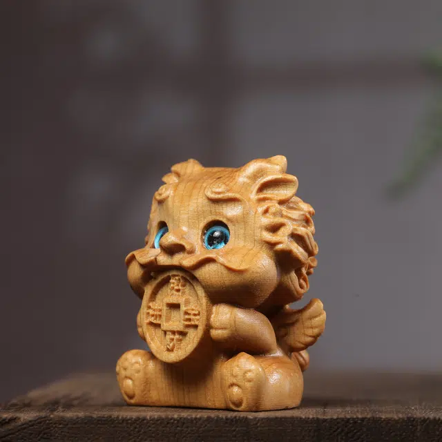 物㯖 中式福禄双全国风招财吉祥物随身携带盘玩解压 汽车包包开运文玩#好运太行陈化工艺解压小摆件 崖柏 把件 男女同款情侣款