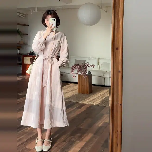 水中花 法式文艺气质裙子女秋季流行风格温柔高级感长裙长袖连衣裙 女款