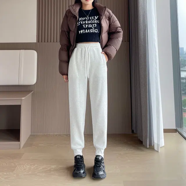 水中花 高腰宽松加厚卫裤休闲裤 女款