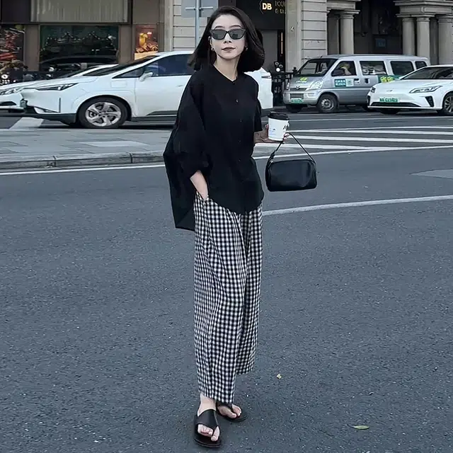 水中花 法式高级感七分袖女夏季宽松防晒开衫上衣女休闲套装 女款