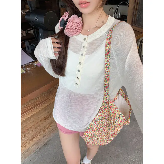 水中花 宽松插肩设计感长袖针织衫 女款