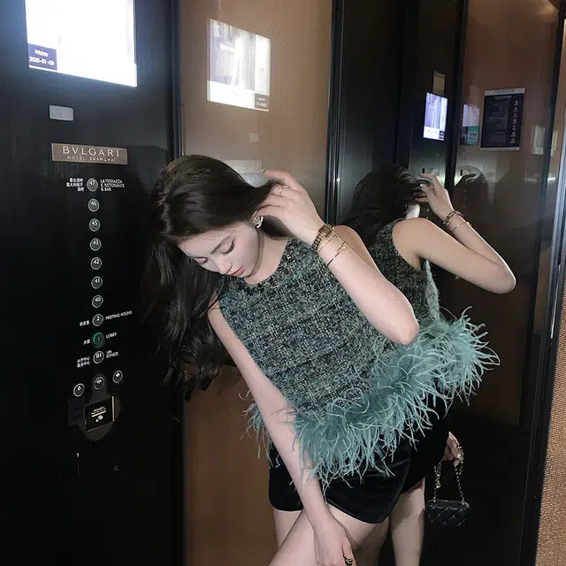 水中花 气质百搭背心上衣显瘦高腰短裤休闲套装 女款