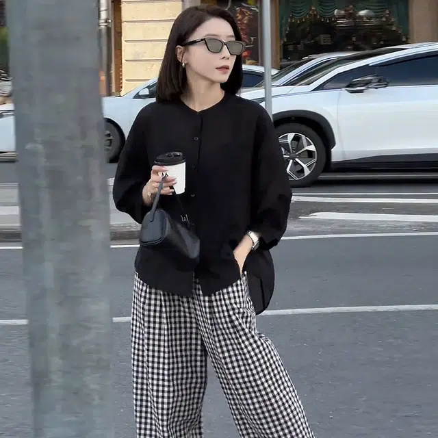 水中花 法式高级感七分袖女夏季宽松防晒开衫上衣女休闲套装 女款