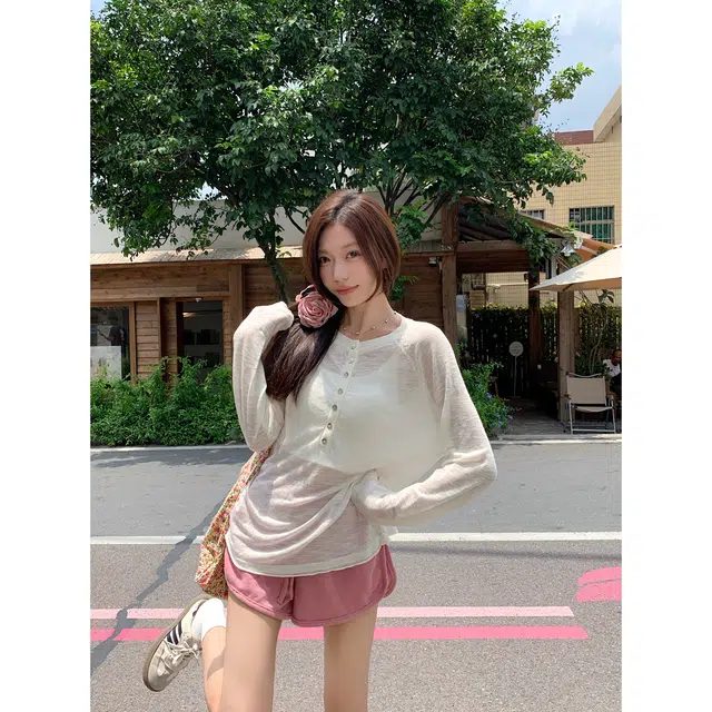 水中花 宽松插肩设计感长袖针织衫 女款