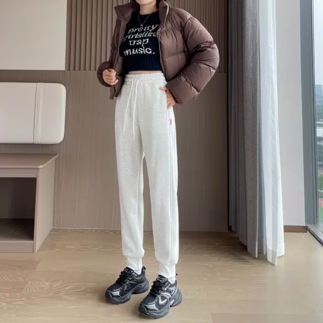 水中花 高腰宽松加厚卫裤休闲裤 女款