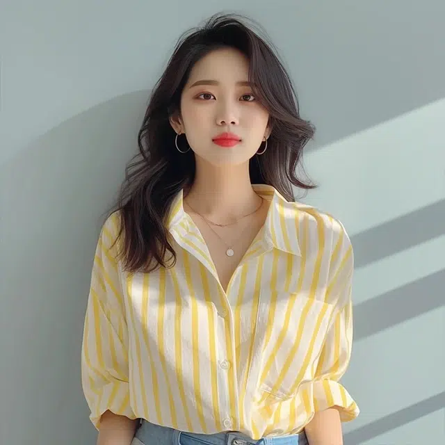 水中花 竖条纹早春衬衣欧货洋气小衫爆款海边防晒衫衬衫 女款