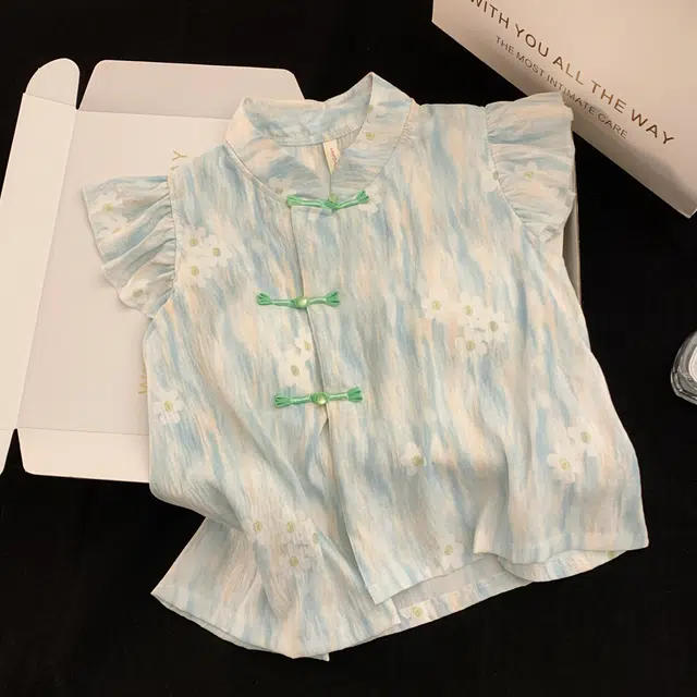 夏芬妍 中式风盘扣流光花朵家居服舒适柔软休闲带胸垫三件套可外穿睡衣套装 女款