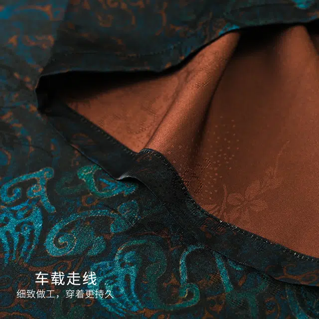 夏芬妍 高级感轻奢复古祥云印花冰雪丝翻领舒适家居服休闲短袖短裤凉感时尚可外穿夏季睡衣套装 男款