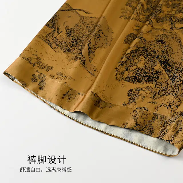 夏芬妍 高级感轻奢复古印花冰雪丝翻领家居服舒适休闲短袖短裤凉感时尚可外穿夏季睡衣套装 男款