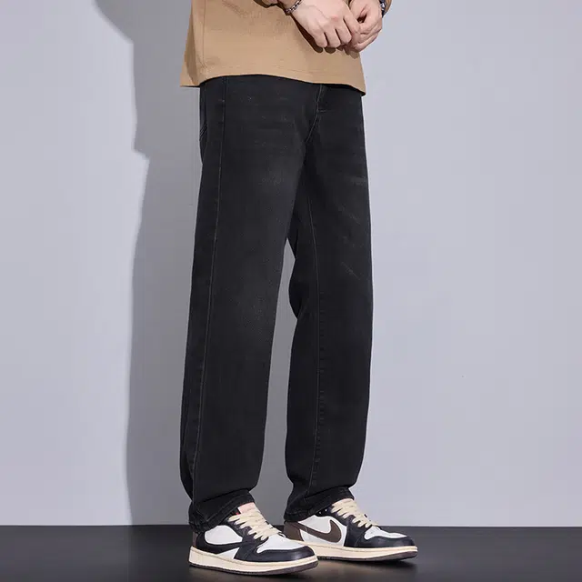 潮人榜 高端潮牌美式黑色复古水洗痞帅宽松直筒长裤子男士秋冬季潮流百搭休闲弹力显高显瘦高品质牛仔裤  男款
