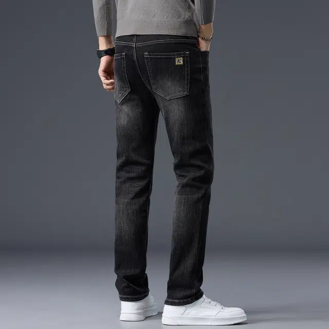 潮人榜 秋冬季美式潮牌复古修身小直筒高级感男士裤子潮流百搭休闲弹力显高显瘦轻商务通勤高端牛仔裤 男款