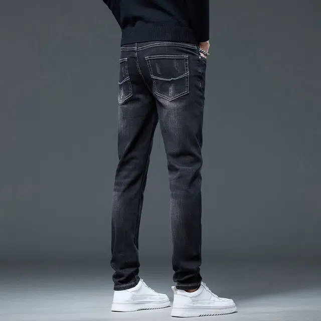潮人榜 秋冬季高端潮牌复古痞帅修身小直筒长裤子男士美式潮流百搭休闲弹力显高显瘦轻商务韩版高品质牛仔裤 男款