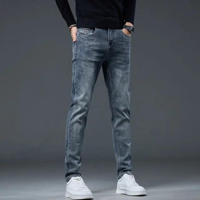 潮人榜 秋冬季美式高端潮牌痞帅复古水洗修身小直筒男士长裤子潮流百搭休闲弹力显高显瘦韩版轻商务高品质牛仔裤 男款