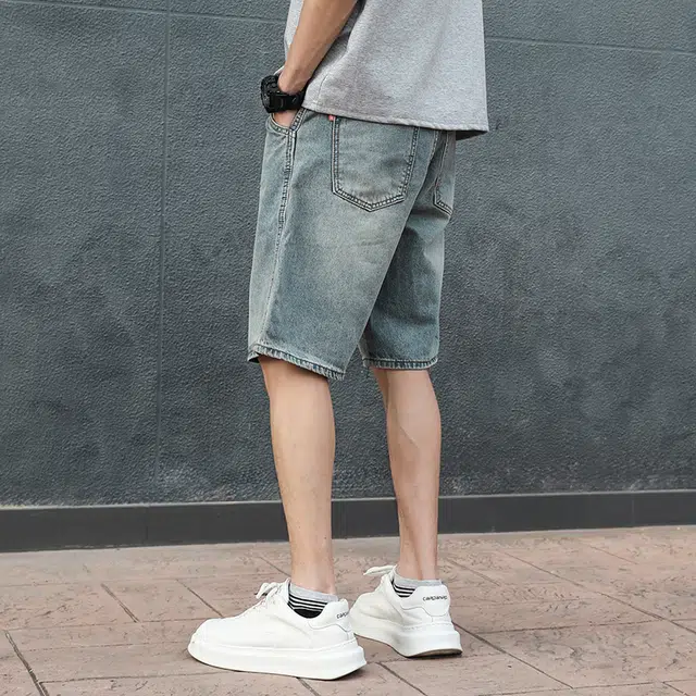 潮人榜 美式潮牌夏季宽松直筒复古五分裤子潮流百搭高端休闲痞帅牛仔短裤 男款