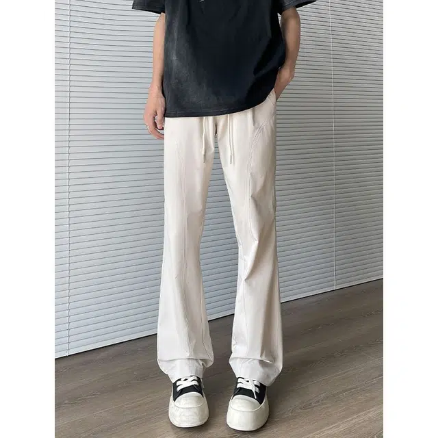 潮人榜 美式高街拼接宽松百搭潮牌直筒休闲裤 男款