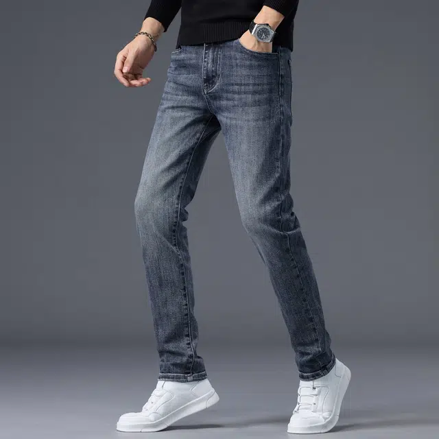 潮人榜 秋冬款美式潮牌复古高级感小直筒男士裤子潮流百搭休闲修身显高显瘦弹力高端牛仔裤 男款