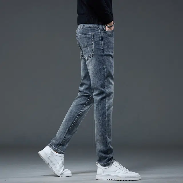 潮人榜 秋冬季美式高端潮牌痞帅复古水洗修身小直筒男士长裤子潮流百搭休闲弹力显高显瘦韩版轻商务高品质牛仔裤 男款