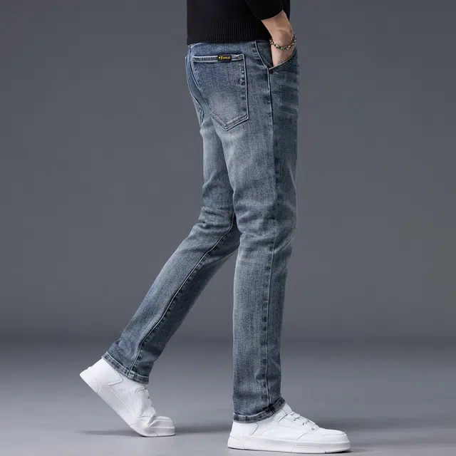 潮人榜 秋冬季高端潮牌复古修身小直筒高级感男士长裤子美式潮流百搭休闲显高显瘦弹力牛仔裤 男款