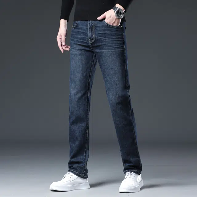 潮人榜 美式高品质潮牌秋冬季百搭潮流日常通勤痞帅修身小脚显高显瘦直筒系列高端商务休闲弹力牛仔裤 男款