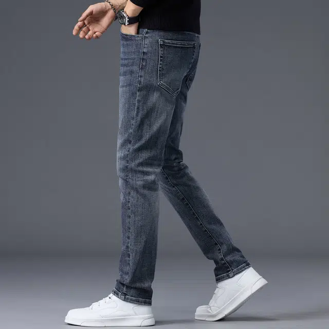 潮人榜 秋冬款美式潮牌复古高级感小直筒男士裤子潮流百搭休闲修身显高显瘦弹力高端牛仔裤 男款