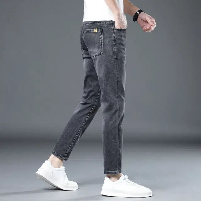 潮人榜 夏季薄款美式潮牌修身小脚弹力裤子潮流休闲百搭痞帅高端九分牛仔裤 男款