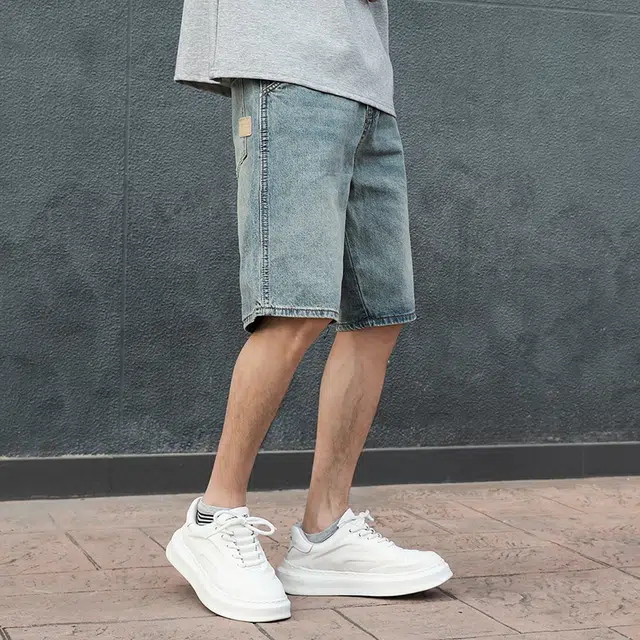 潮人榜 美式潮牌夏季宽松直筒复古五分裤子潮流百搭高端休闲痞帅牛仔短裤 男款