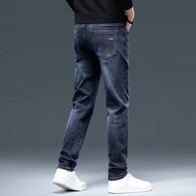 潮人榜 高端轻商务秋冬款百搭美式潮流日常通勤时尚休闲中腰修身舒适直筒小脚弹力牛仔裤 男款