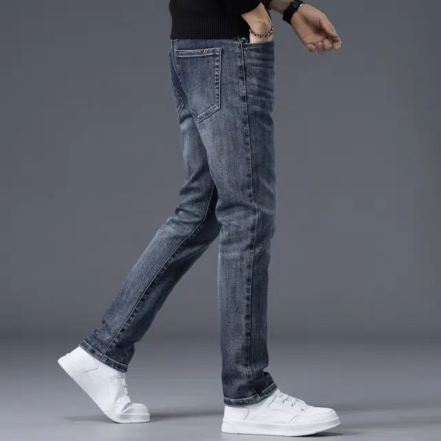 潮人榜 秋冬款美式潮牌复古高级感小直筒男士裤子潮流百搭休闲修身显高显瘦弹力高端牛仔裤 男款