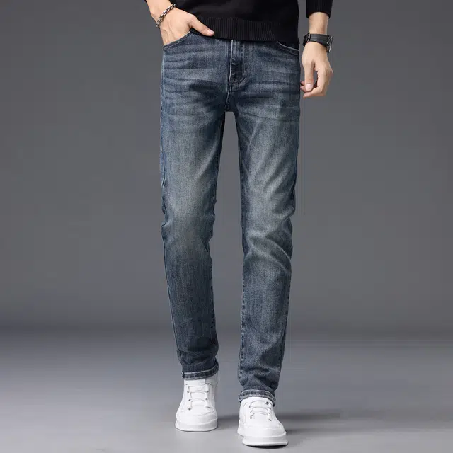 潮人榜 秋冬季美式潮牌复古修身小脚高级感男士长裤子潮流百搭休闲显高显瘦高端牛仔裤 男款