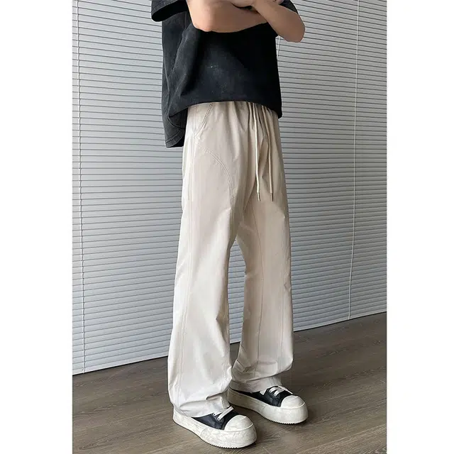 潮人榜 美式高街拼接宽松百搭潮牌直筒休闲裤 男款