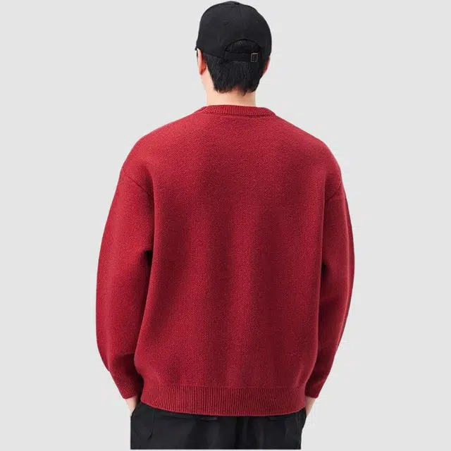 潮人榜 美式高街秋冬季圆领提花设计感潮牌重磅宽松落肩百搭休闲针织衫 男女同款