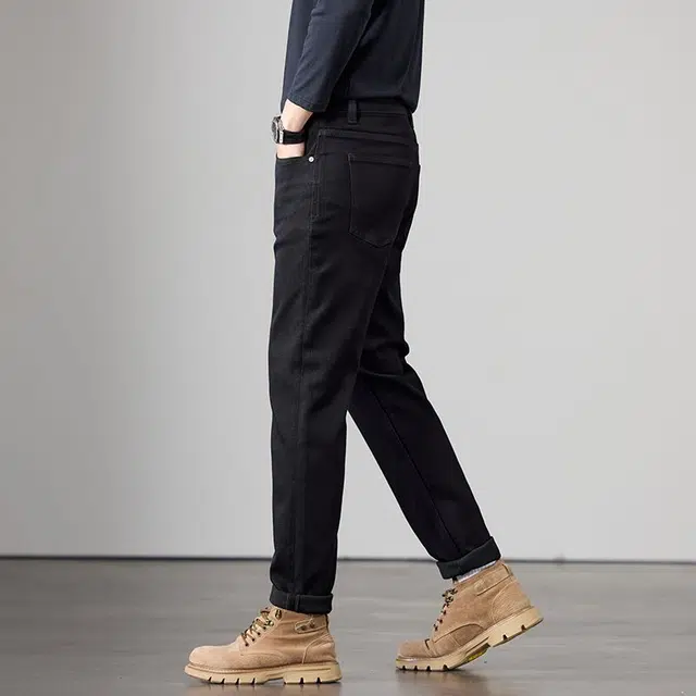 潮人榜 美式复古水洗潮牌高街轻商务宽松时尚休闲百搭弹力日常通勤直筒小脚牛仔裤 男款