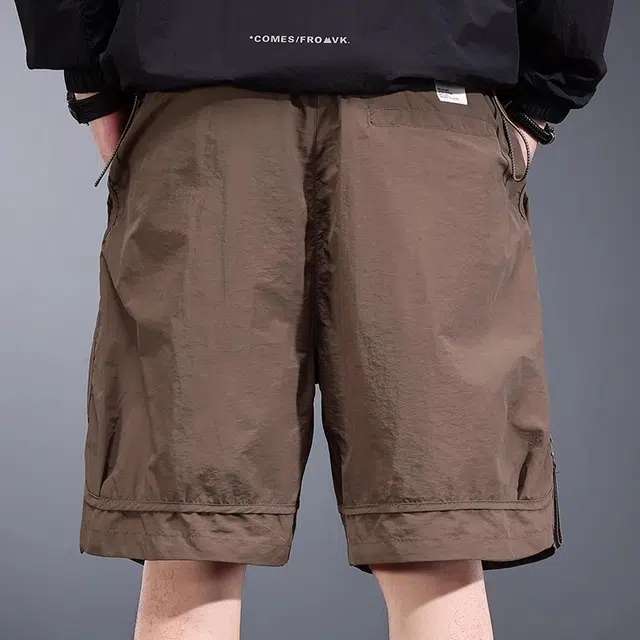 潮人榜 美式潮牌工装五分裤户外跑步登山宽松直筒中裤潮流百搭休闲短裤 男女同款