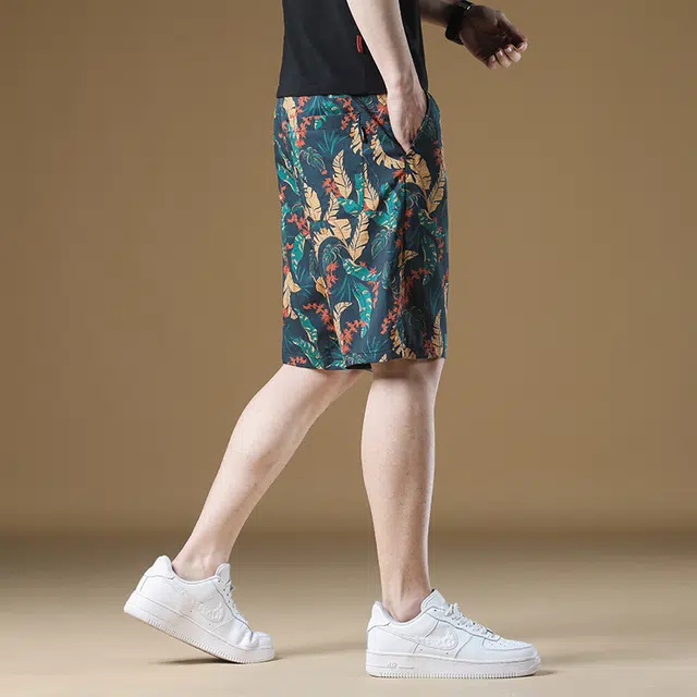 潮人榜 夏季薄款美式潮牌印花设计感五分裤子潮流百搭中裤高端运动沙滩休闲短裤 男款