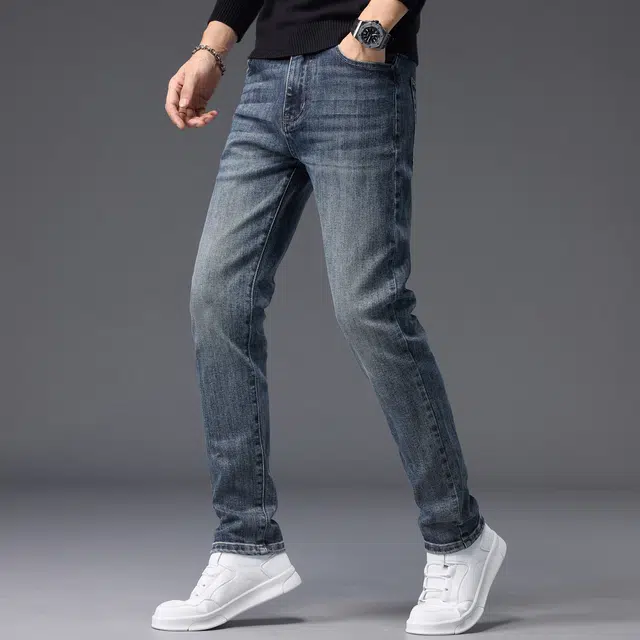 潮人榜 秋冬季美式潮牌复古修身小脚高级感男士长裤子潮流百搭休闲显高显瘦高端牛仔裤 男款