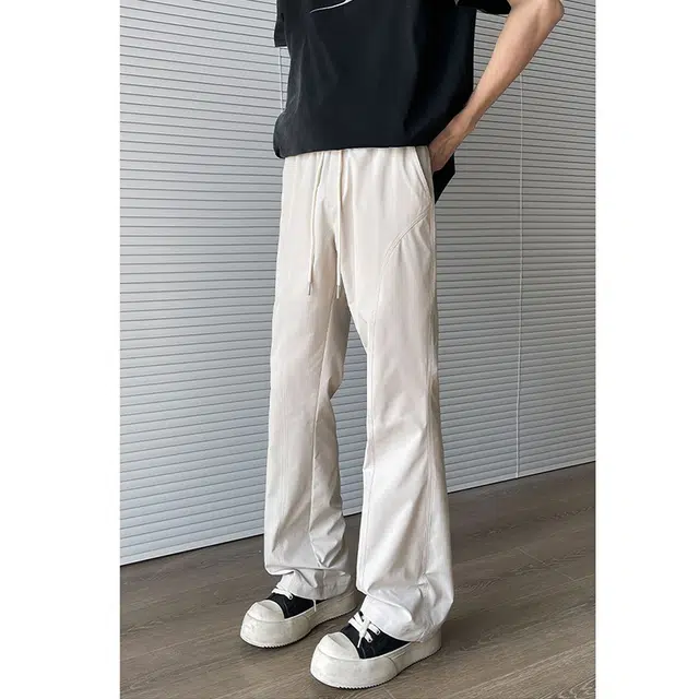 潮人榜 美式高街拼接宽松百搭潮牌直筒休闲裤 男款